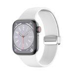 Λουράκι Apple Watch Series 8&7 45mm / SE 2&6&SE&5&4 44mm / 3&2&1 42mm Folding Buckle Silicone Watch Band White