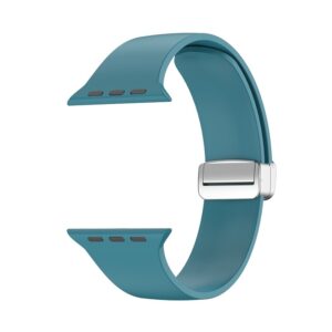 Λουράκι Apple Watch Series 8&7 45mm / SE 2&6&SE&5&4 44mm / 3&2&1 42mm Folding Buckle Silicone Watch Band Cyan