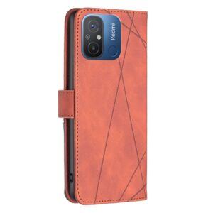 Xiaomi Redmi 12C Θήκη Βιβλίο Καφέ Magnetic Buckle Rhombus Texture Phone Case Brown