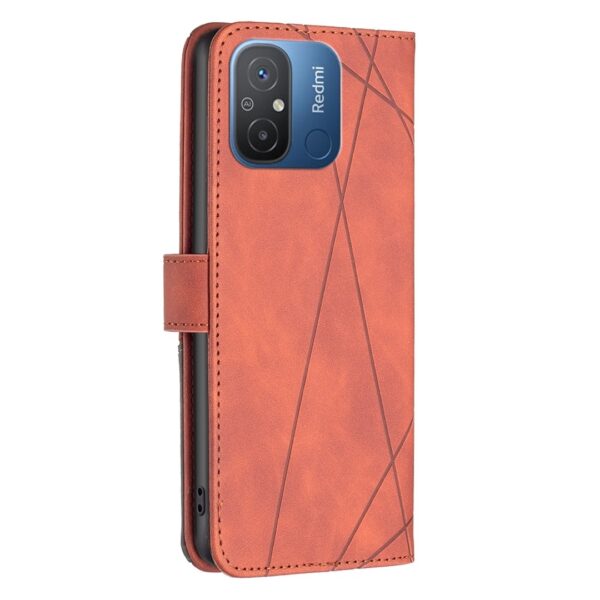 Xiaomi Redmi 12C Θήκη Βιβλίο Καφέ Magnetic Buckle Rhombus Texture Phone Case Brown