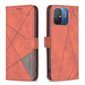 Xiaomi Redmi 12C Θήκη Βιβλίο Καφέ Magnetic Buckle Rhombus Texture Phone Case Brown