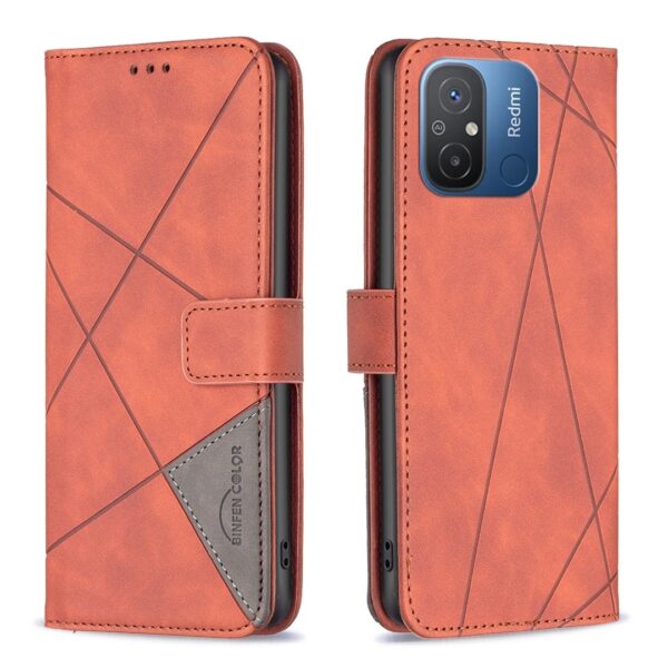 Xiaomi Redmi 12C Θήκη Βιβλίο Καφέ Magnetic Buckle Rhombus Texture Phone Case Brown