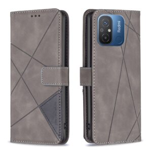 Xiaomi Redmi 12C Θήκη Βιβλίο Γκρι Magnetic Buckle Rhombus Texture Phone Case Grey