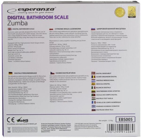 Esperanza EBS005 Ψηφιακή Ζυγαριά σε χρώμα Λευκό Zumba