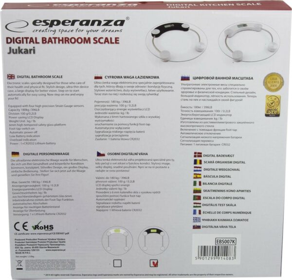 Esperanza EBS007 Ψηφιακή Ζυγαριά σε Λευκό χρώμα