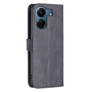 Xiaomi Poco C65 / Xiaomi Redmi 13C 4G Θήκη Βιβλίο Μαύρο Magnetic Buckle Rhombus Texture Phone Case Black