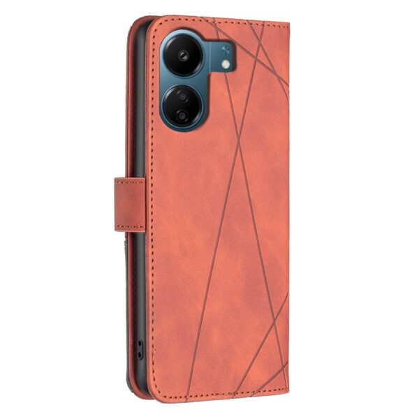 Xiaomi Poco C65 / Xiaomi Redmi 13C 4G Θήκη Βιβλίο Καφέ Magnetic Buckle Rhombus Texture Phone Case Brown
