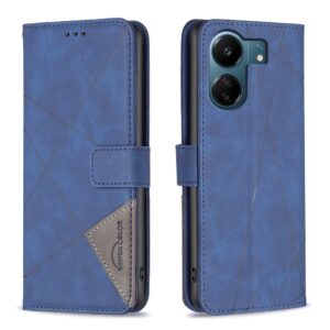 Xiaomi Poco C65 / Xiaomi Redmi 13C 4G Θήκη Βιβλίο Μπλε Magnetic Buckle Rhombus Texture Phone Case Blue