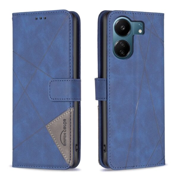 Xiaomi Poco C65 / Xiaomi Redmi 13C 4G Θήκη Βιβλίο Μπλε Magnetic Buckle Rhombus Texture Phone Case Blue