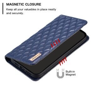 Xiaomi Poco C65 / Xiaomi Redmi 13C 4G Θήκη Βιβλίο Μπλε Diamond Lattice Magnetic Flip Phone Case Blue