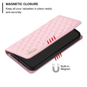 Xiaomi Poco C65 / Xiaomi Redmi 13C 4G Θήκη Βιβλίο Ροζ Diamond Lattice Magnetic Flip Phone Case Pink