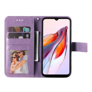 Xiaomi Redmi 12C Θήκη Βιβλίο Απαλό Μωβ 7-petal Flowers Embossing Pattern Horizontal Flip Case Light Purple