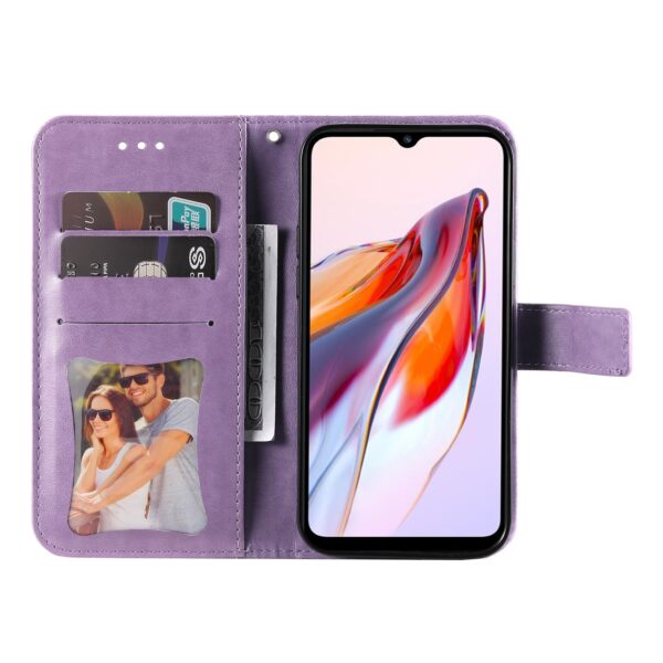 Xiaomi Redmi 12C Θήκη Βιβλίο Απαλό Μωβ 7-petal Flowers Embossing Pattern Horizontal Flip Case Light Purple