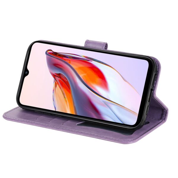 Xiaomi Redmi 12C Θήκη Βιβλίο Απαλό Μωβ 7-petal Flowers Embossing Pattern Horizontal Flip Case Light Purple