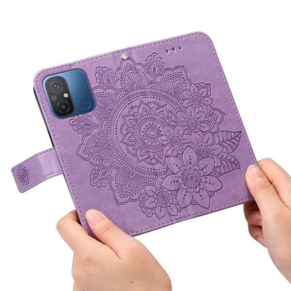 Xiaomi Redmi 12C Θήκη Βιβλίο Απαλό Μωβ 7-petal Flowers Embossing Pattern Horizontal Flip Case Light Purple