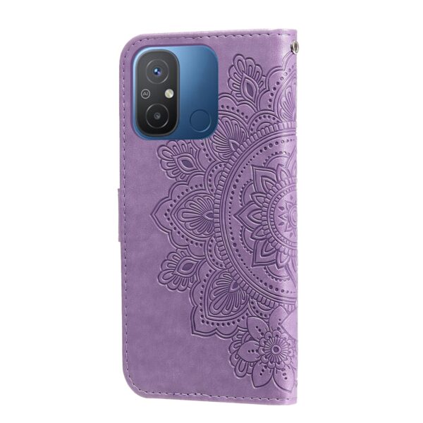 Xiaomi Redmi 12C Θήκη Βιβλίο Απαλό Μωβ 7-petal Flowers Embossing Pattern Horizontal Flip Case Light Purple