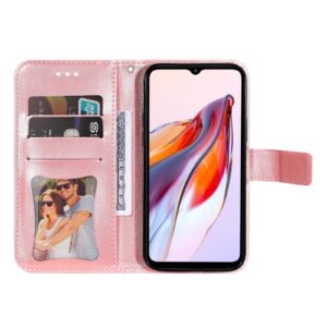 Xiaomi Redmi 12C Θήκη Βιβλίο Ροζ Χρυσό 7-petal Flowers Embossing Pattern Horizontal Flip Case Rose Gold