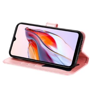 Xiaomi Redmi 12C Θήκη Βιβλίο Ροζ Χρυσό 7-petal Flowers Embossing Pattern Horizontal Flip Case Rose Gold