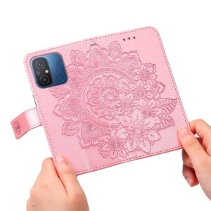 Xiaomi Redmi 12C Θήκη Βιβλίο Ροζ Χρυσό 7-petal Flowers Embossing Pattern Horizontal Flip Case Rose Gold