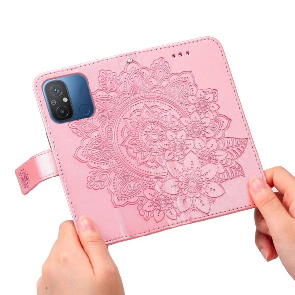 Xiaomi Redmi 12C Θήκη Βιβλίο Ροζ Χρυσό 7-petal Flowers Embossing Pattern Horizontal Flip Case Rose Gold