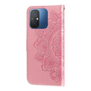 Xiaomi Redmi 12C Θήκη Βιβλίο Ροζ Χρυσό 7-petal Flowers Embossing Pattern Horizontal Flip Case Rose Gold