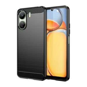 Xiaomi Poco C65 / Xiaomi Redmi 13C 4G Θήκη Σιλικόνης Μα΄ύρη Brushed Texture Carbon Fiber TPU Phone Case Black