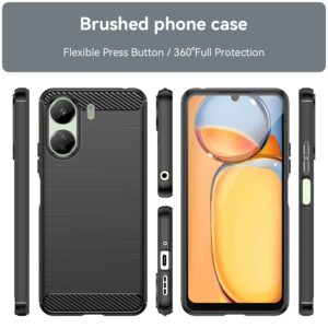 Xiaomi Poco C65 / Xiaomi Redmi 13C 4G Θήκη Σιλικόνης Μα΄ύρη Brushed Texture Carbon Fiber TPU Phone Case Black