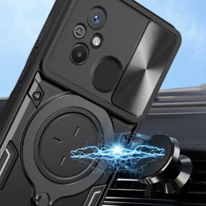 Xiaomi Redmi 12C Θήκη Μαύρη Με Σταντ Sliding Camshield Card Phone Case Black