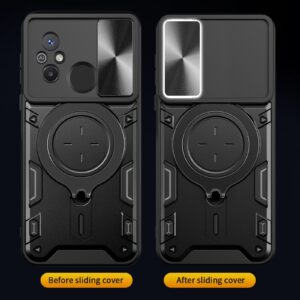 Xiaomi Redmi 12C Θήκη Μαύρη Με Σταντ Sliding Camshield Card Phone Case Black