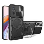 Xiaomi Redmi 12C Θήκη Μαύρη Με Σταντ Sliding Camshield Card Phone Case Black