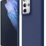 Samsung Galaxy S21 Ultra 5G Θήκη Σιλικόνης Μπλε Soft Touch Silicone Rubber Soft Case With Open Camera Navy