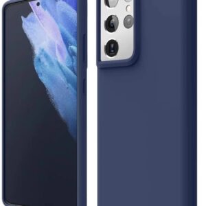 Samsung Galaxy S21 Ultra 5G Θήκη Σιλικόνης Μπλε Soft Touch Silicone Rubber Soft Case With Open Camera Navy