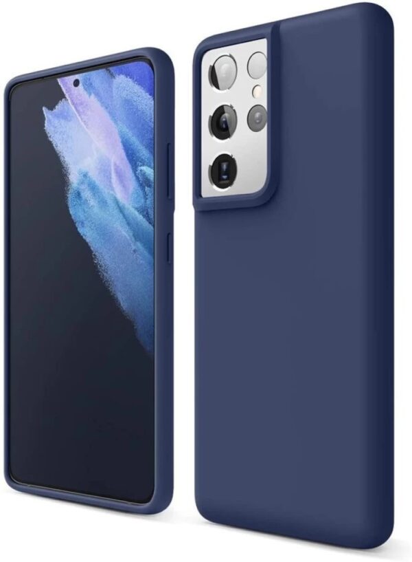 Samsung Galaxy S21 Ultra 5G Θήκη Σιλικόνης Μπλε Soft Touch Silicone Rubber Soft Case With Open Camera Navy