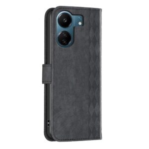 Xiaomi Poco C65 / Xiaomi Redmi 13C Θήκη Βιβλίο Μαύρο Plaid Embossed Phone Case Black