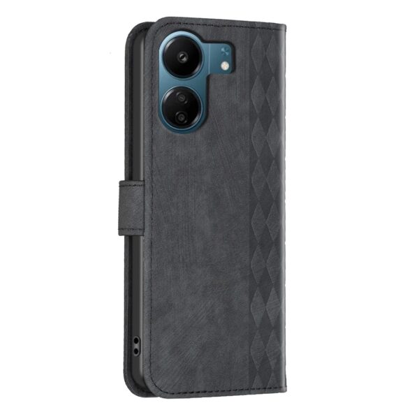 Xiaomi Poco C65 / Xiaomi Redmi 13C Θήκη Βιβλίο Μαύρο Plaid Embossed Phone Case Black