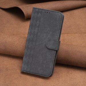 Xiaomi Poco C65 / Xiaomi Redmi 13C Θήκη Βιβλίο Μαύρο Plaid Embossed Phone Case Black
