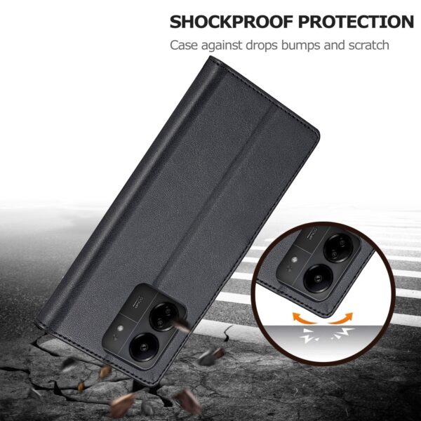 Xiaomi Poco C65 / Xiaomi Redmi 13C Θήκη Βιβλίο Μαύρο LC.IMEEKE Calf Texture Phone Case Black