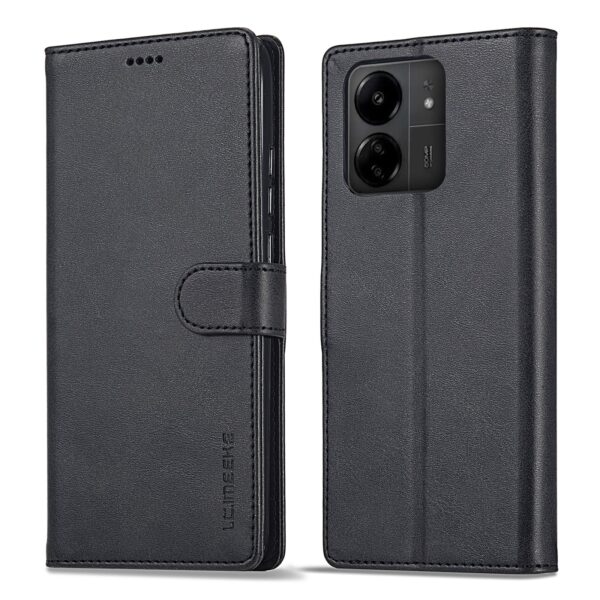 Xiaomi Poco C65 / Xiaomi Redmi 13C Θήκη Βιβλίο Μαύρο LC.IMEEKE Calf Texture Phone Case Black