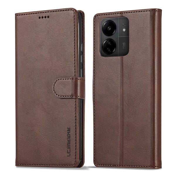 Xiaomi Poco C65 / Xiaomi Redmi 13C Θήκη Βιβλίο Καφέ LC.IMEEKE Calf Texture Phone Case Coffee