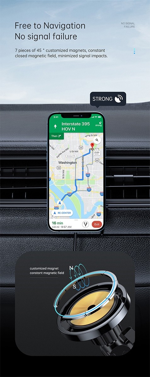 Joyroom Charger 15W MagSafe Βάση Κινητού Αυτοκινήτου με Μαγνήτη και Ασύρματη Φόρτιση