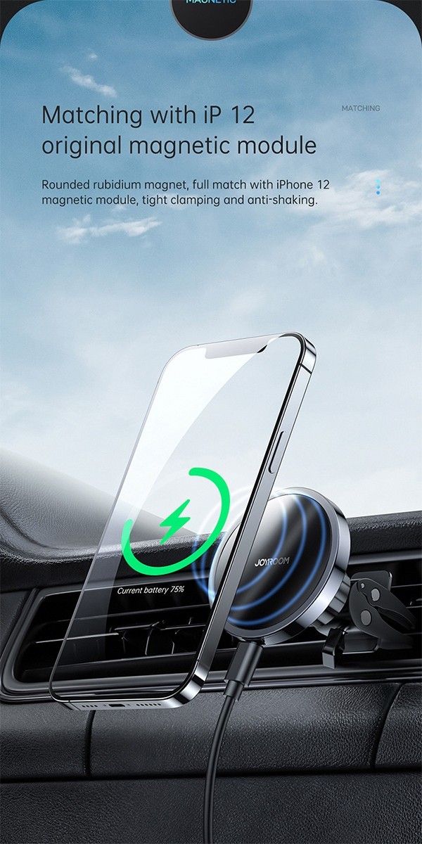 Joyroom Charger 15W MagSafe Βάση Κινητού Αυτοκινήτου με Μαγνήτη και Ασύρματη Φόρτιση