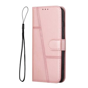 Xiaomi Poco C65 / Xiaomi Redmi 13C 4G Θήκη Βιβλίο Ροζ Stitching Calf Texture Buckle Phone Case Pink