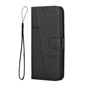 Xiaomi Poco C65 / Xiaomi Redmi 13C 4G Θήκη Βιβλίο Μαύρο Stitching Calf Texture Buckle Phone Case Black
