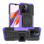 Xiaomi Redmi 12C Θήκη Μωβ Tire Texture TPU + PC Phone Case with Holder Purple