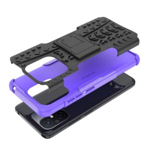 Xiaomi Redmi 12C Θήκη Μωβ Tire Texture TPU + PC Phone Case with Holder Purple