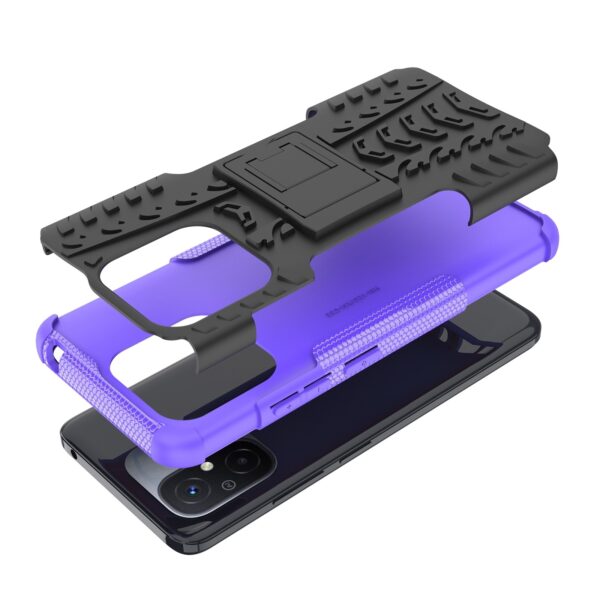 Xiaomi Redmi 12C Θήκη Μωβ Tire Texture TPU + PC Phone Case with Holder Purple