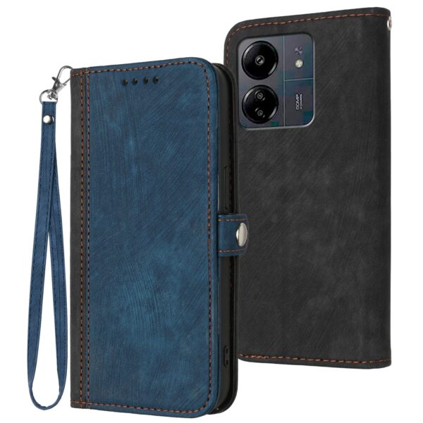 Xiaomi Poco C65 / Xiaomi Redmi 13C 4G Θήκη Βιβλίο Μπλε Side Buckle Double Fold Hand Strap Phone Case Royal Blue
