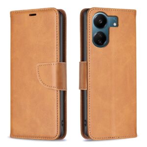Xiaomi Poco C65 / Xiaomi Redmi 13C 4G Βιβλίο Καφέ Ανοιχτό Retro Lambskin Texture Pure Color Horizontal Flip Case Light Brown