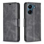 Xiaomi Poco C65 / Xiaomi Redmi 13C 4G Βιβλίο Μαύρο Retro Lambskin Texture Pure Color Horizontal Flip Case Black