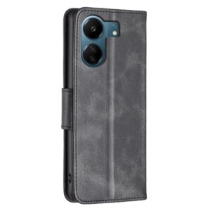 Xiaomi Poco C65 / Xiaomi Redmi 13C 4G Βιβλίο Μαύρο Retro Lambskin Texture Pure Color Horizontal Flip Case Black